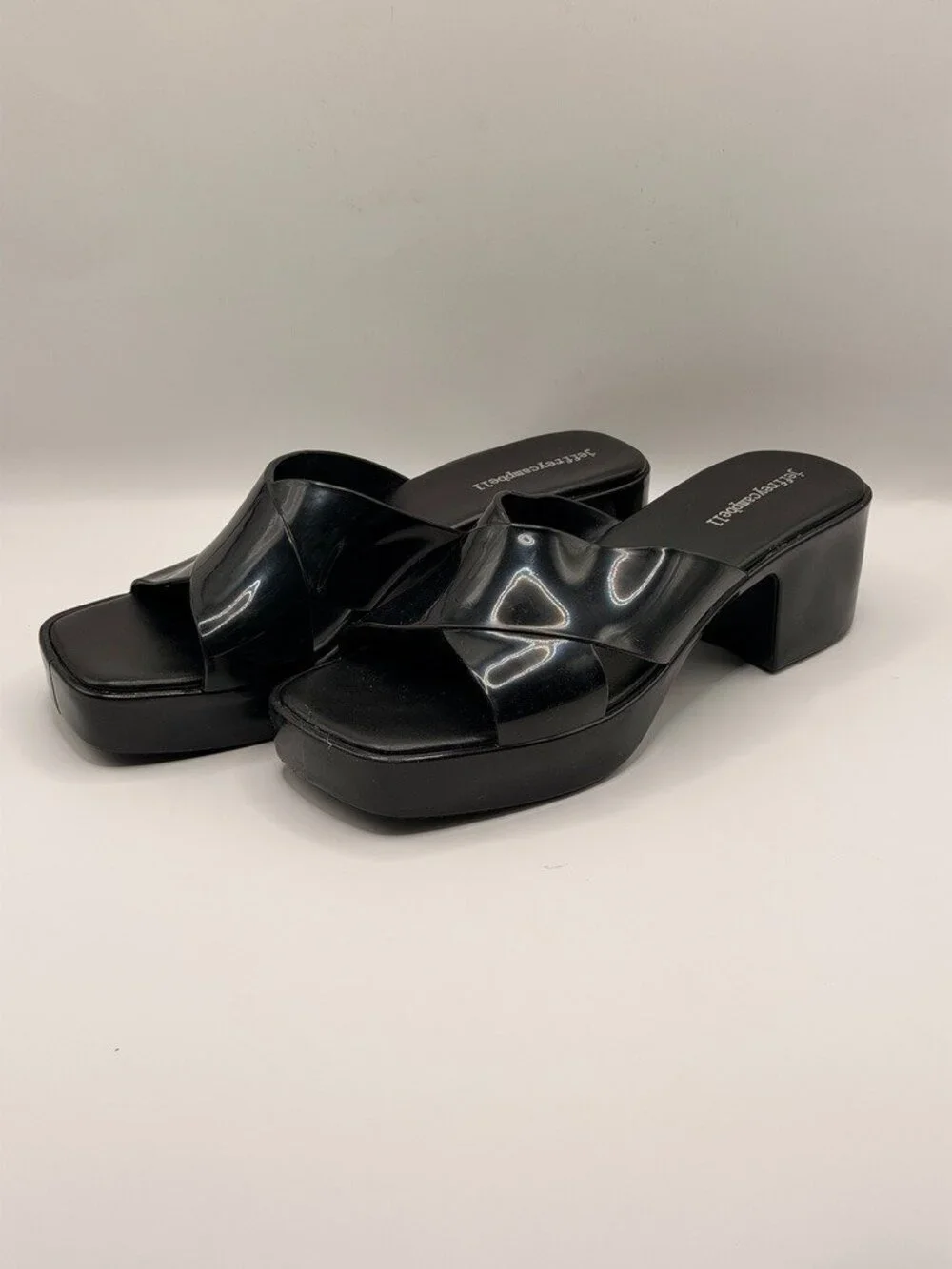 Jeffrey Campbell Women Bubblegum Black Rubber Platform Sandal Sz 9